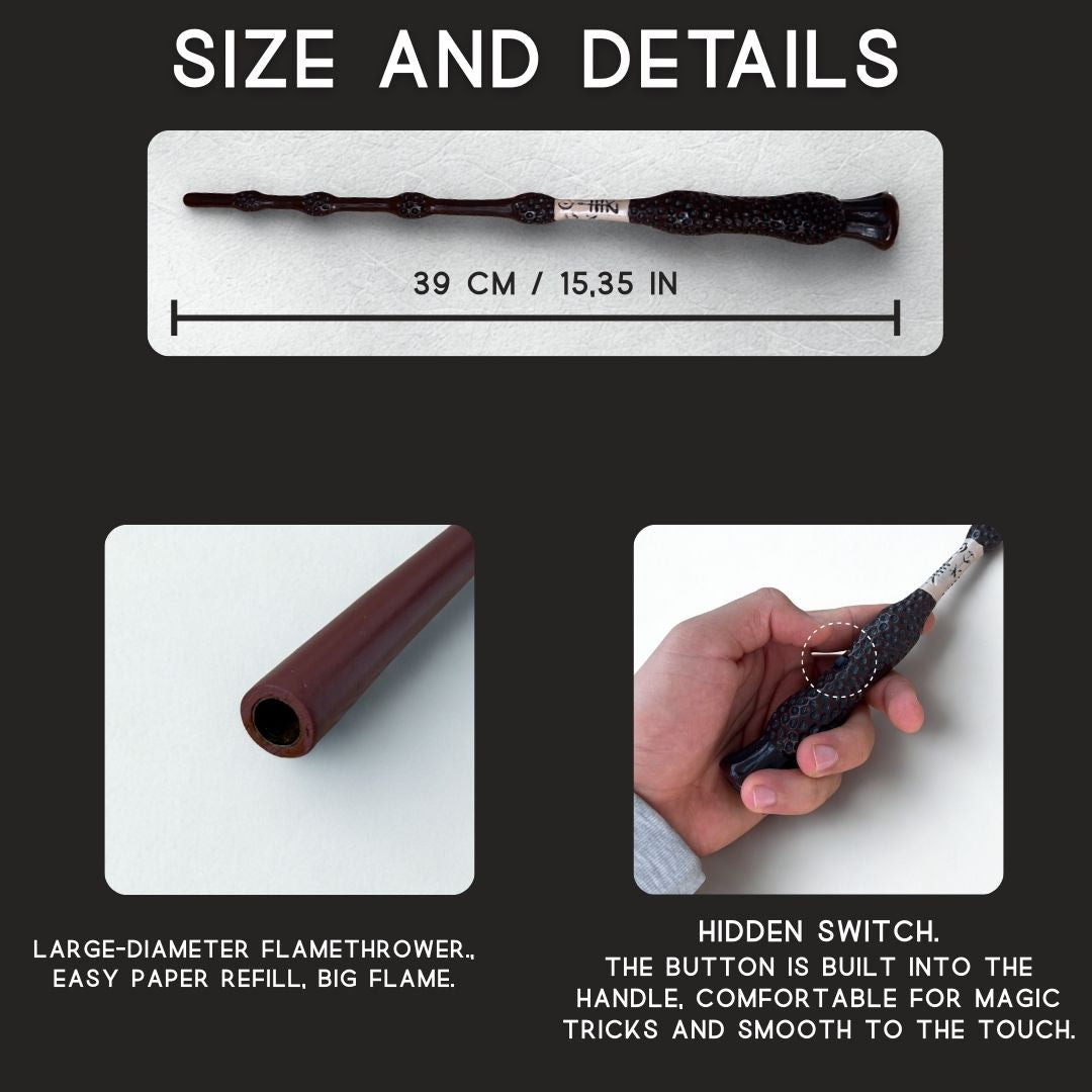 Magic wand dimensions and concealed switch details