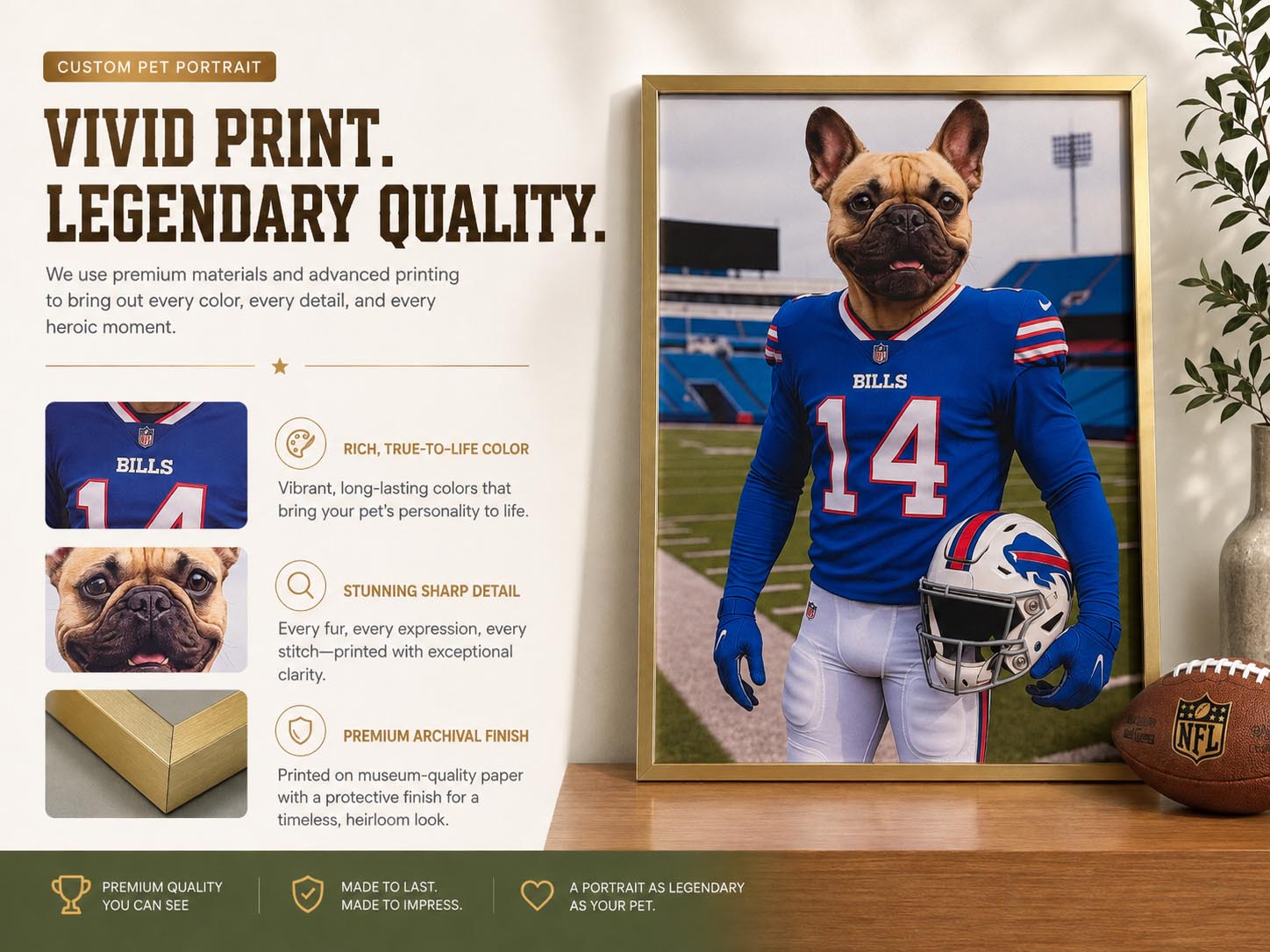 Close-up of vivid museum-quality custom pet portrait printing