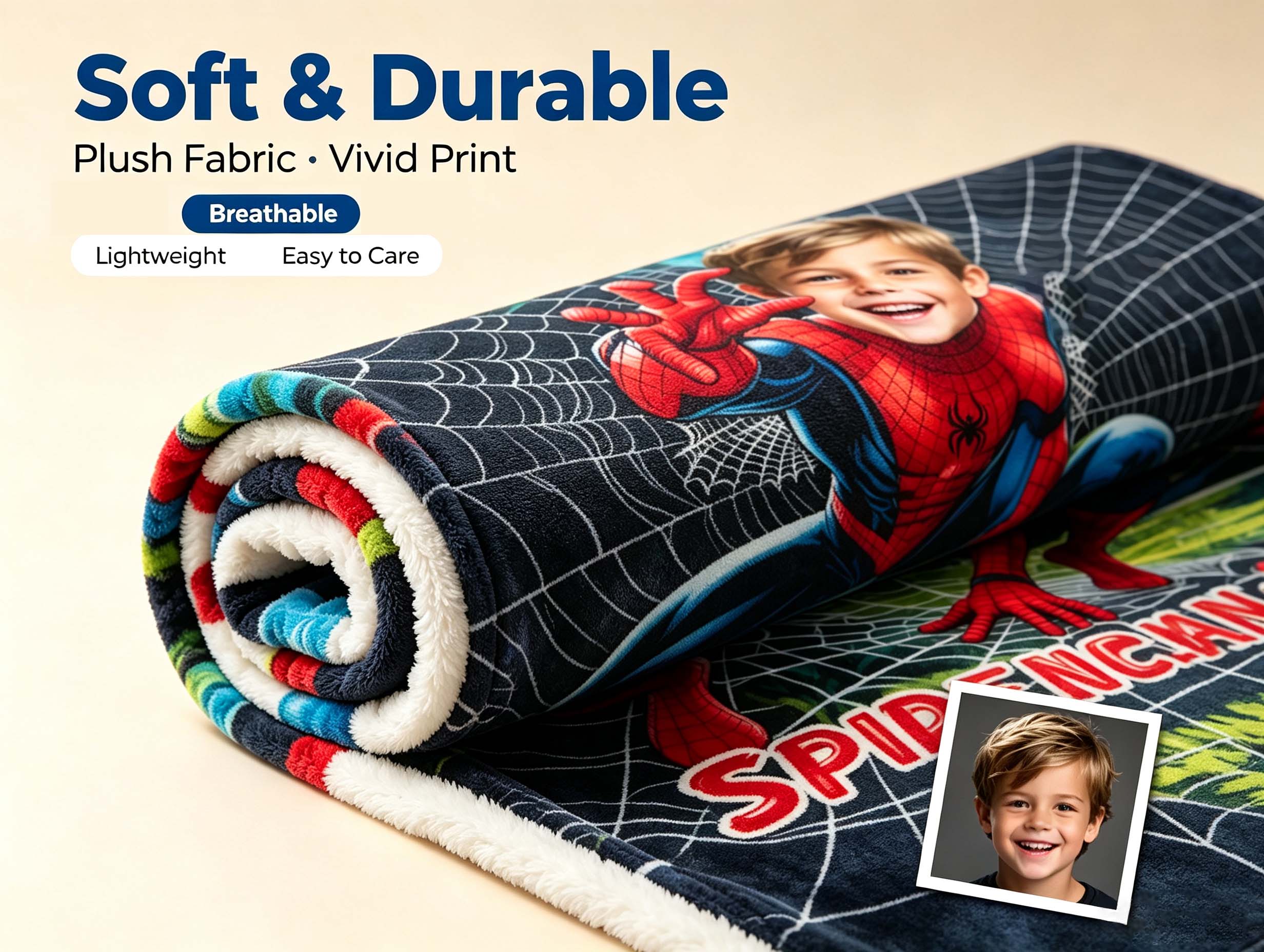 Soft and durable personalized superhero blanket