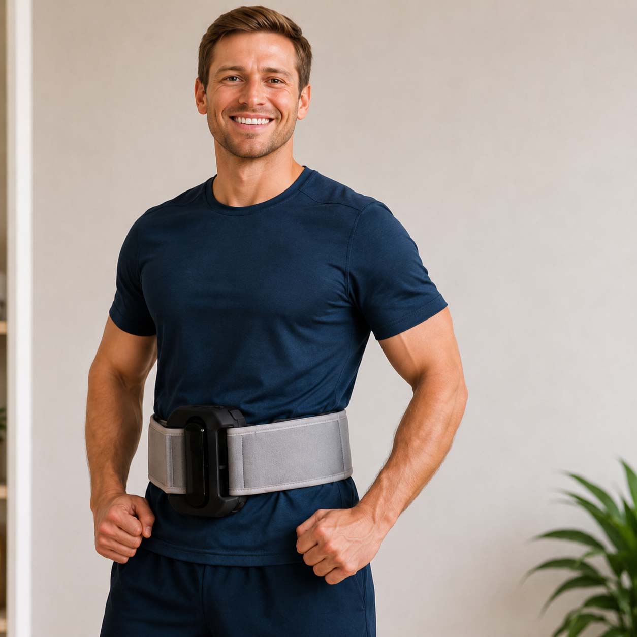 David using cordless muscle recovery device