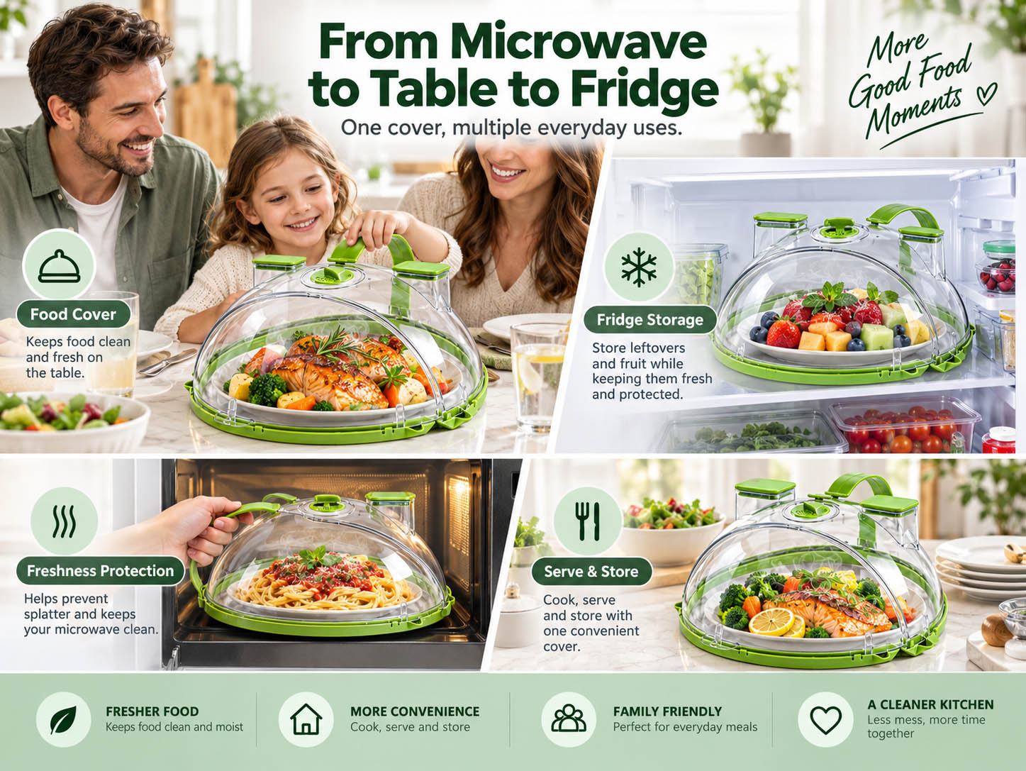 Food cover used in microwave, on table and in fridge