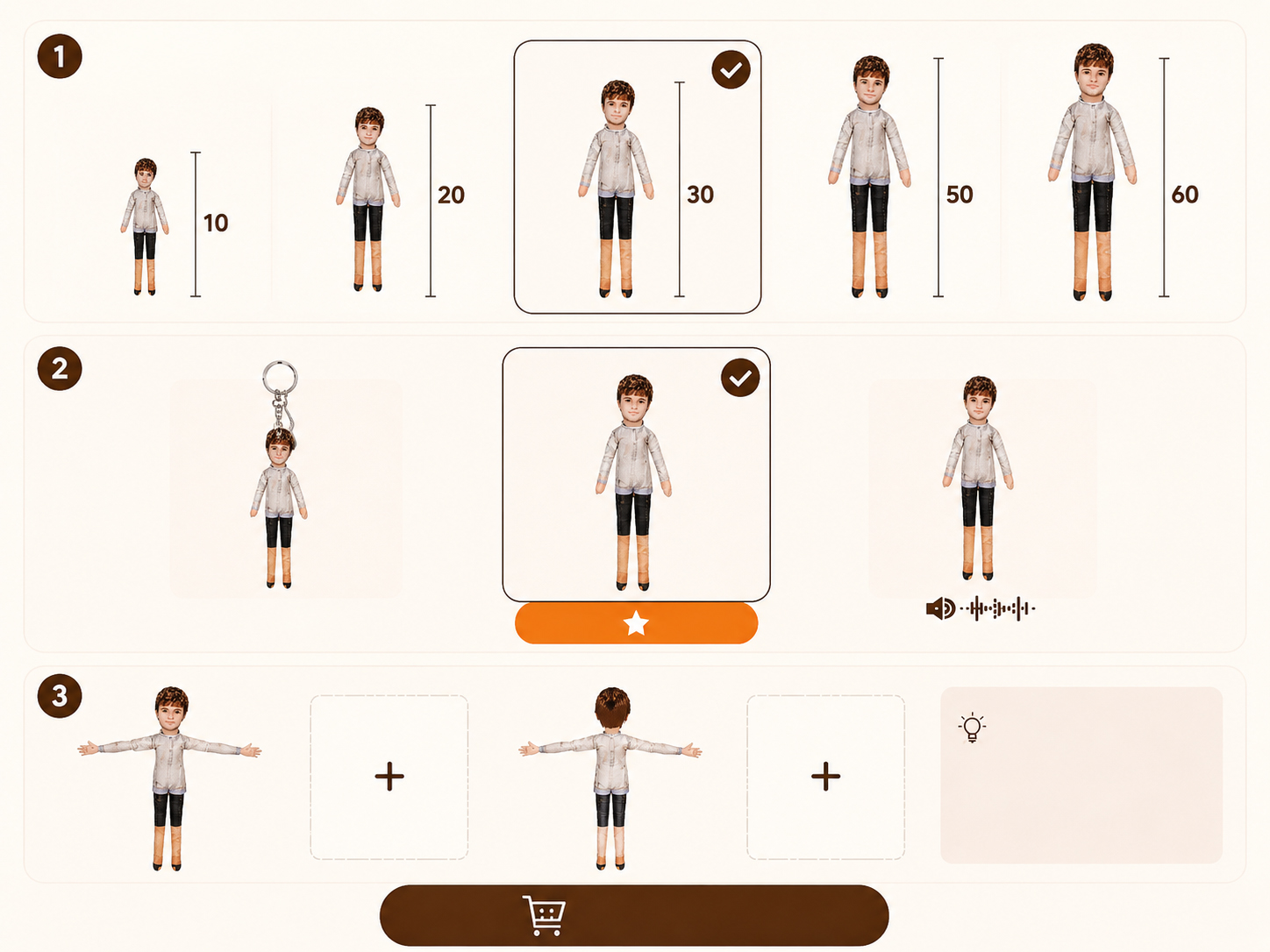 Nine Mini Me Doll size options