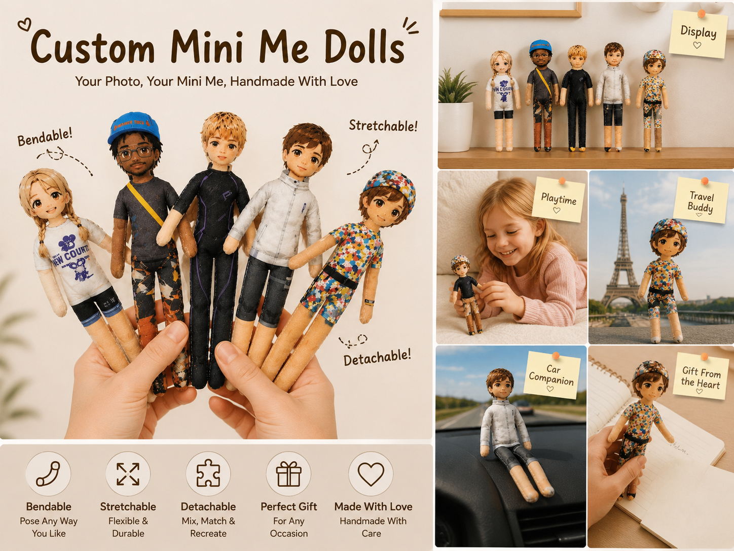 Custom Mini Me Dolls display and gift ideas