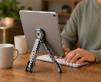 David using the stand with an iPad at a desk