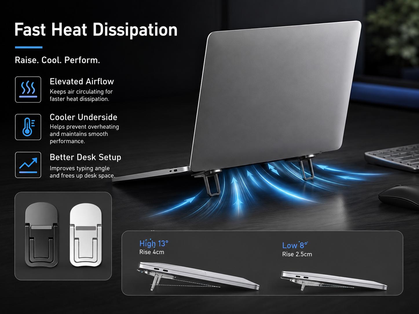 Elevated laptop with open airflow beneath it