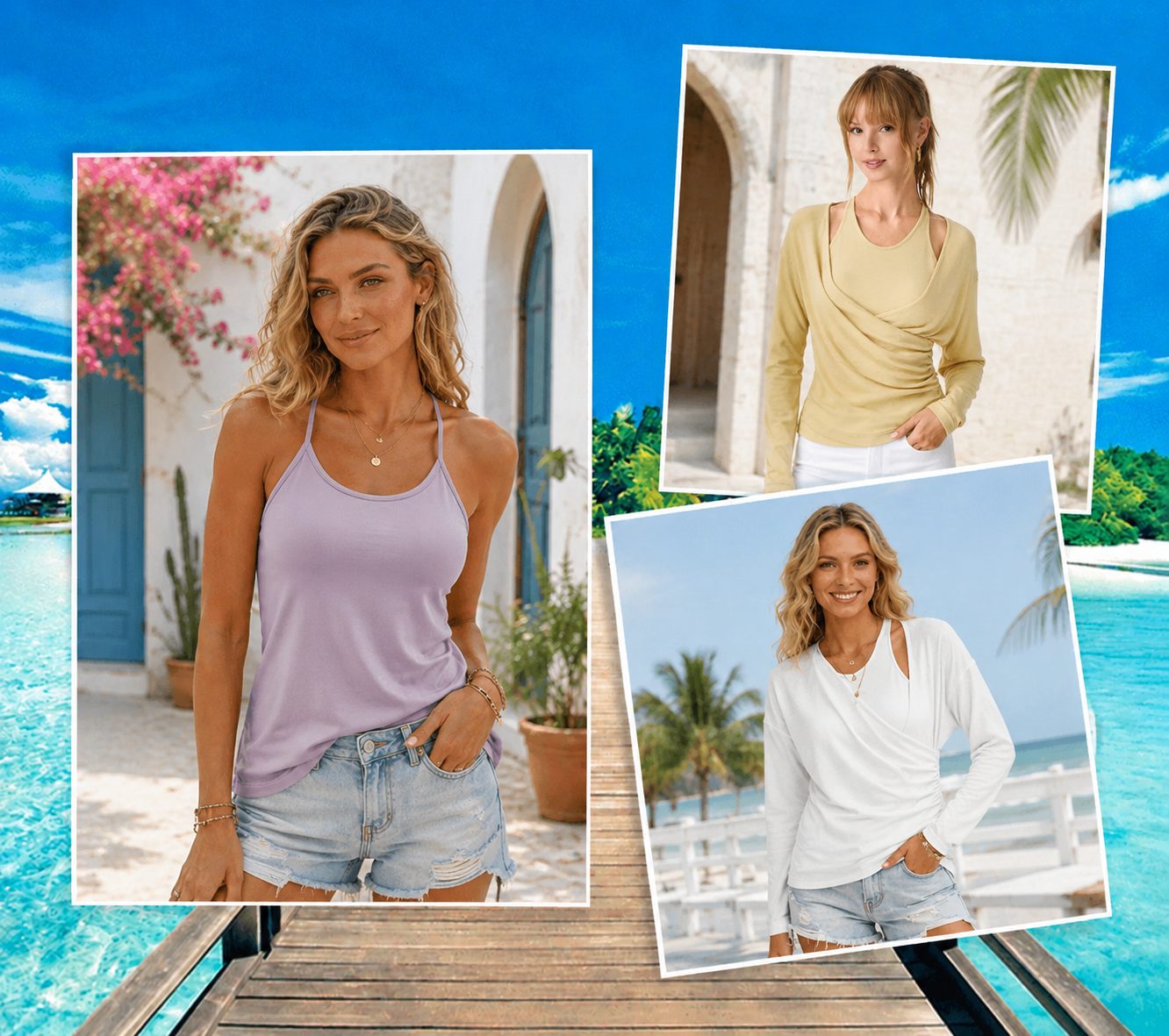 Layered cami outfit collage