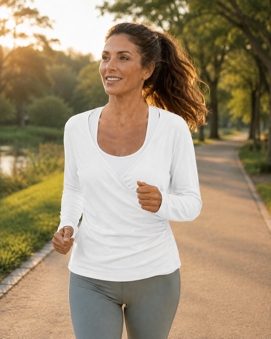 Olivia wearing breathable cami top