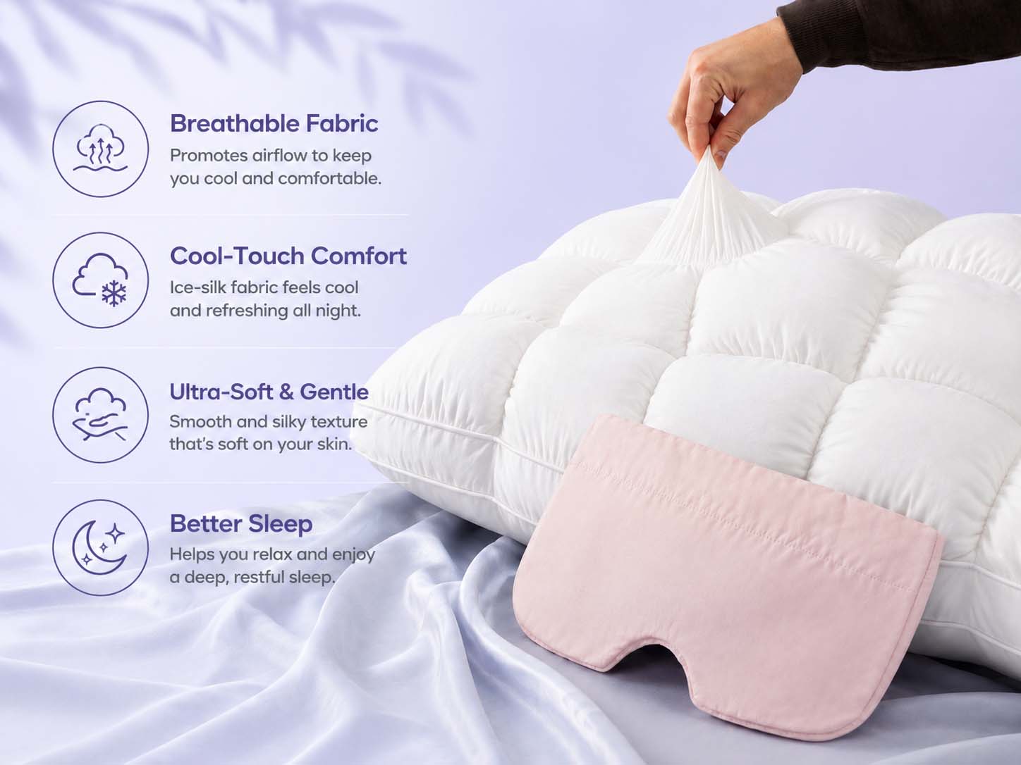 Breathable cloud-soft cooling pillow