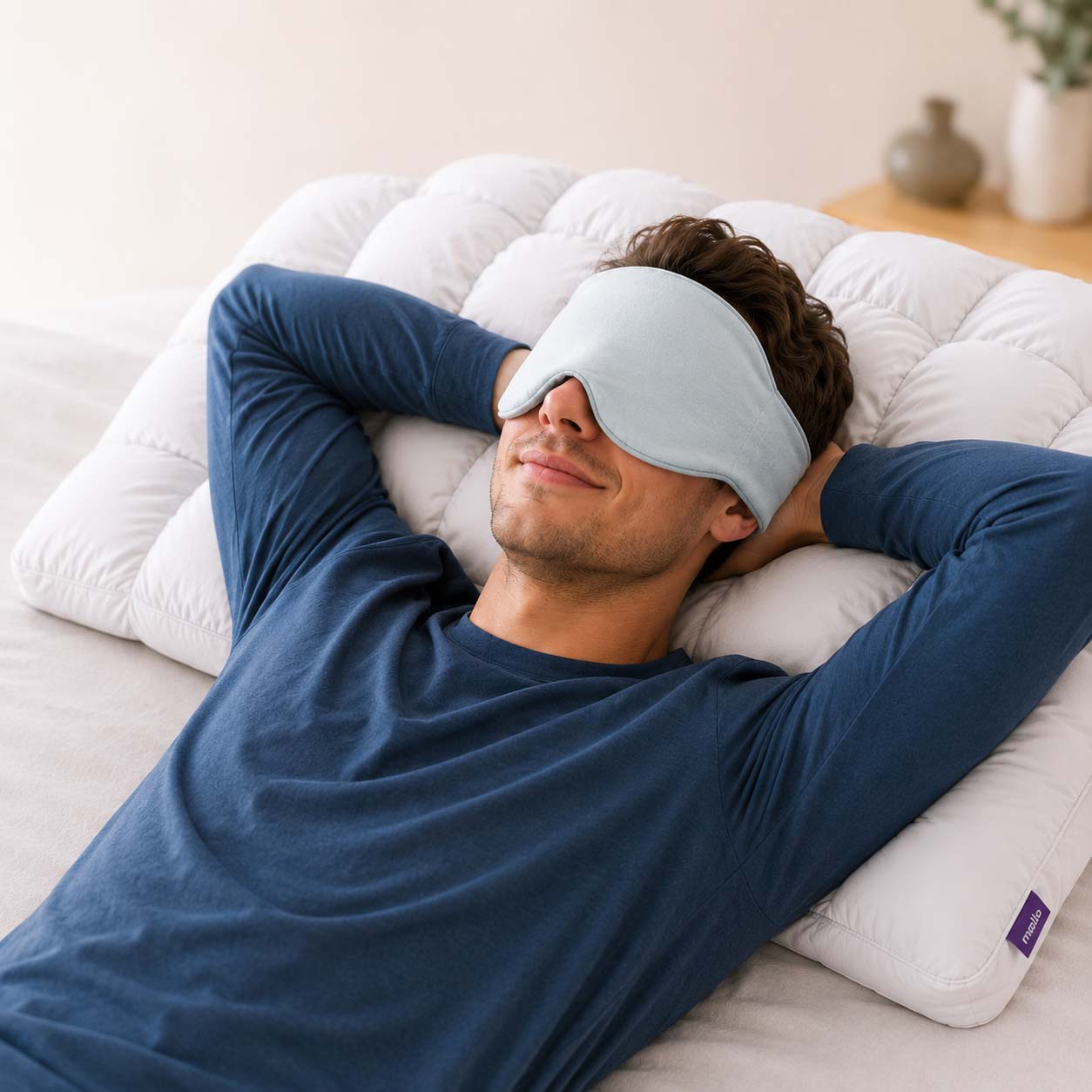 Customer relaxing with the sleep bundle