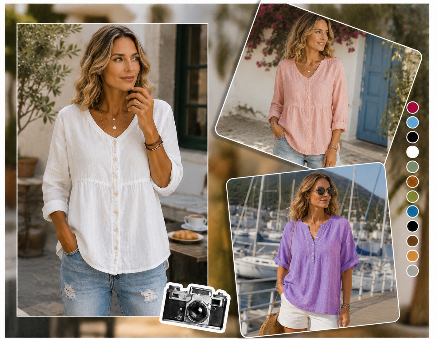 Serene V-neck blouse lifestyle collage