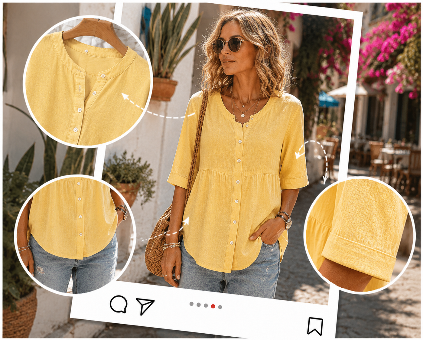 Serene V-neck blouse outfit collage