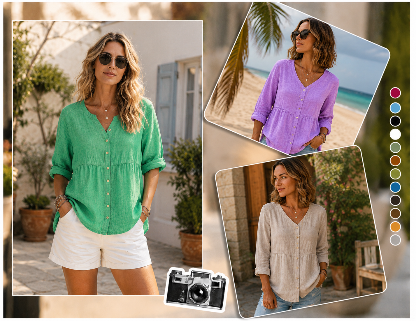 Serene V-neck blouse color options